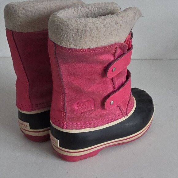 SOREL | Girl Pink Suede Black Rubber 1964 Pac Strap-K Snow Boots Sz 11 - Picture 4 of 6